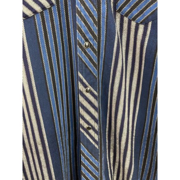 Wrangler X-Long Tails Men's Shirt Pearl Snap Long Sleeve 17 x 36 Black Blue - Picture 6 of 8